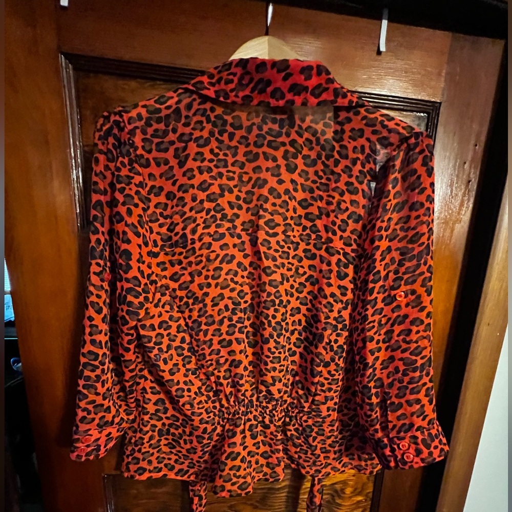 Poof Red Leopard Print Button-Up Blouse - Picture 7 of 8